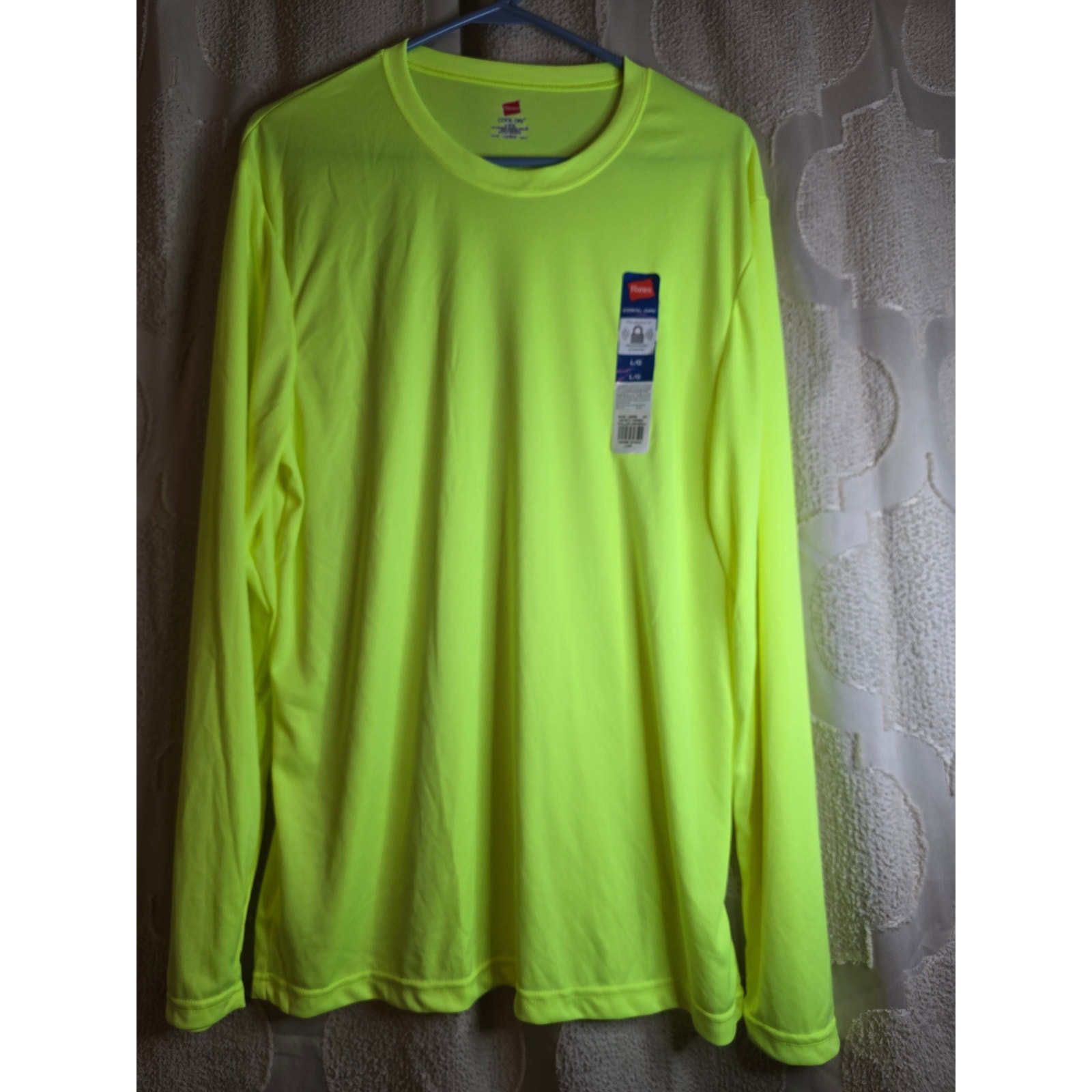 692 Brand New With Tags Mens Cool Dri Safety Green Long Sleeve Shirt Size L